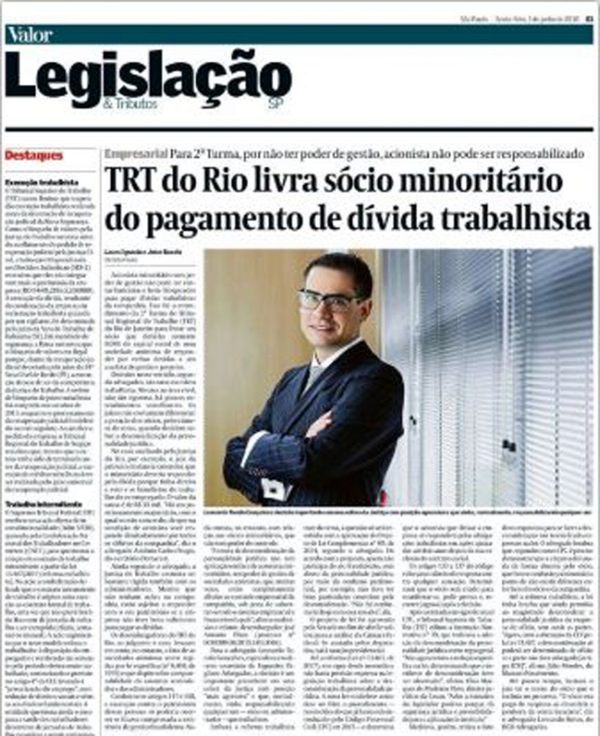 TRT do Rio livra sócio minoritário do pagamento de dívida trabalhista
